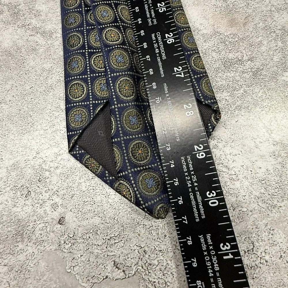 Bruno Piattelli Silk Tie Mens One Size Blue Geometric Made In USA‎ Necktie